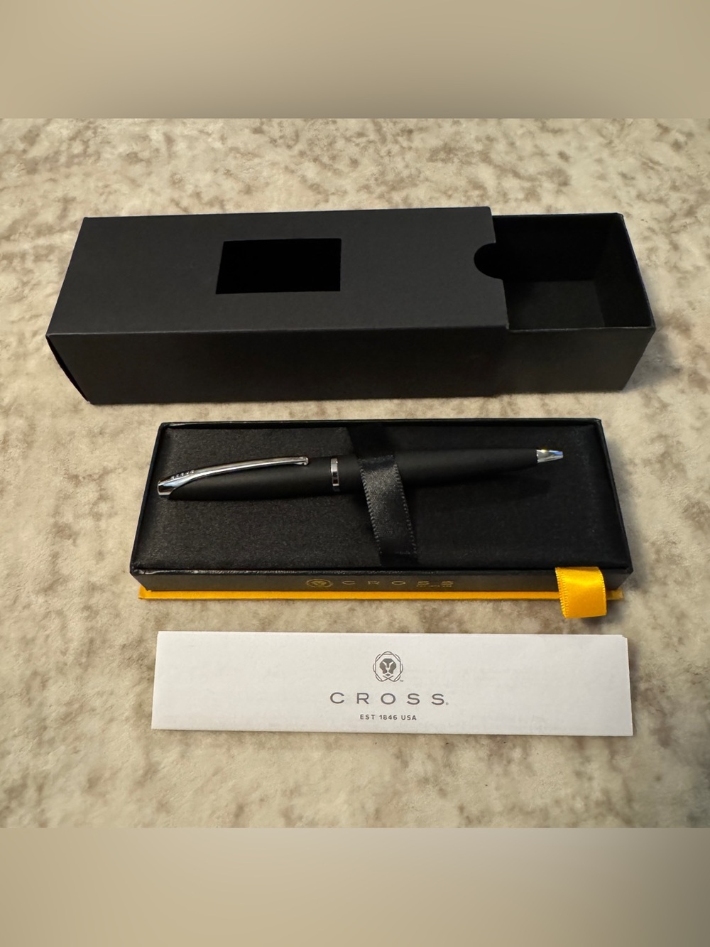 CROSS Black Ballpoint Pen with Chrome Trim